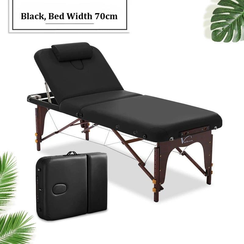 Portable Folding Massage Table, Beech Wood Height Adjustable Spa Bed
