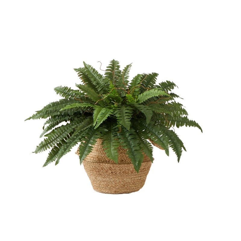 23” Artificial Boston Fern Plant with Handmade Jute &amp; Cotton Basket DIY KIT - FCHF CITY