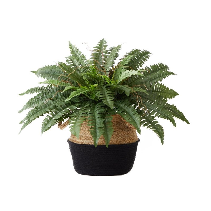 23&quot; Artificial Boston Fern Plant with Handmade Jute &amp; Cotton Basket DIY KIT - FCHF CITY
