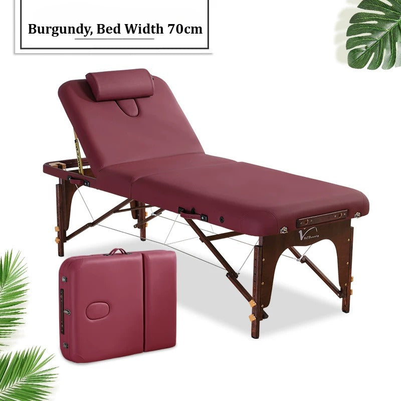 Portable Folding Massage Table, Beech Wood Height Adjustable Spa Bed