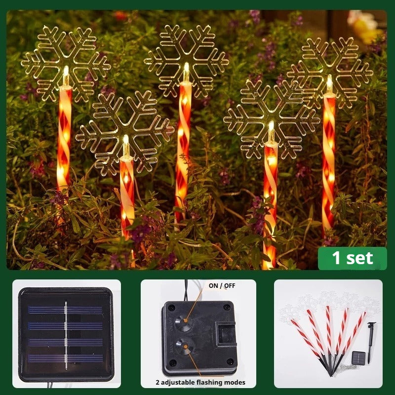 Christmas Solar &amp; Battery LED Stake Lights, Waterproof Garden Decor, Set of 5
