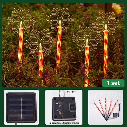 Christmas Solar &amp; Battery LED Stake Lights, Waterproof Garden Decor, Set of 5
