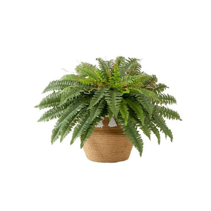 23”Artificial Boston Fern Plant in Handmade Jute &amp; Cotton Basket with Tassels DIY KIT - FCHF CITY