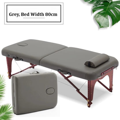 Portable Folding Massage Table, Beech Wood Height Adjustable Spa Bed