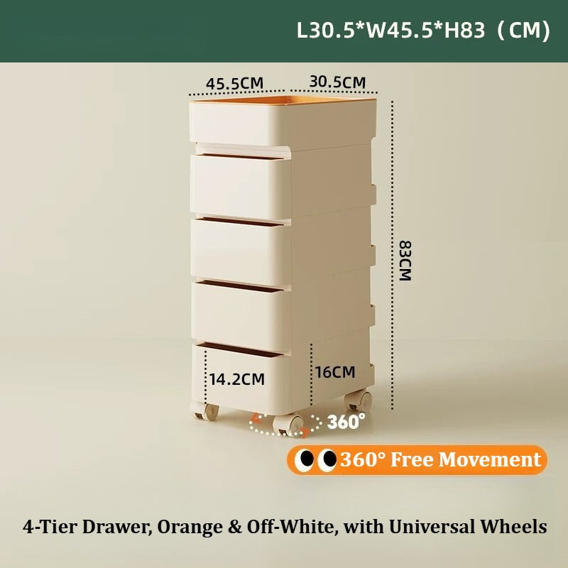 No Odor ABS Rolling Storage Chest with 4 Drawers