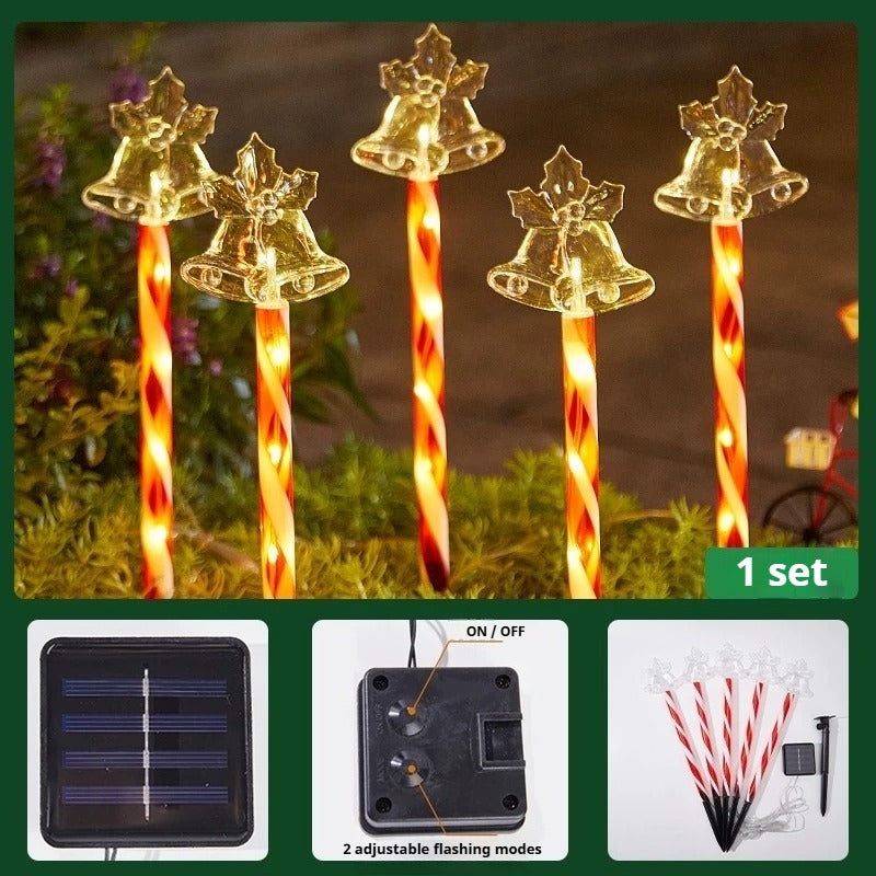 Christmas Solar &amp; Battery LED Stake Lights, Waterproof Garden Decor, Set of 5