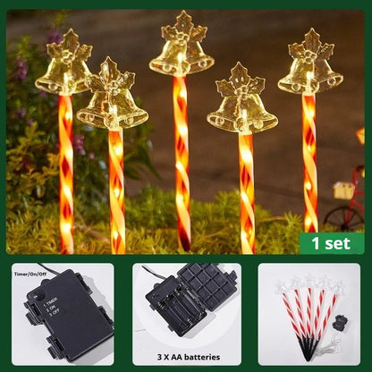 Christmas Solar &amp; Battery LED Stake Lights, Waterproof Garden Decor, Set of 5