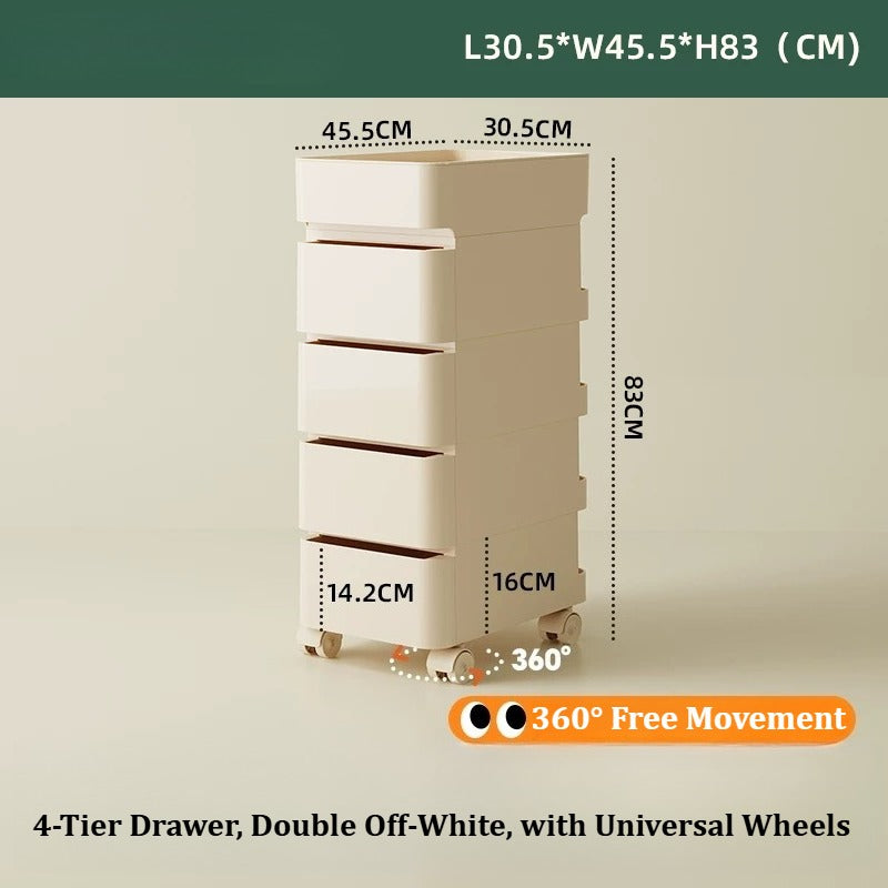 No Odor ABS Rolling Storage Chest with 4 Drawers
