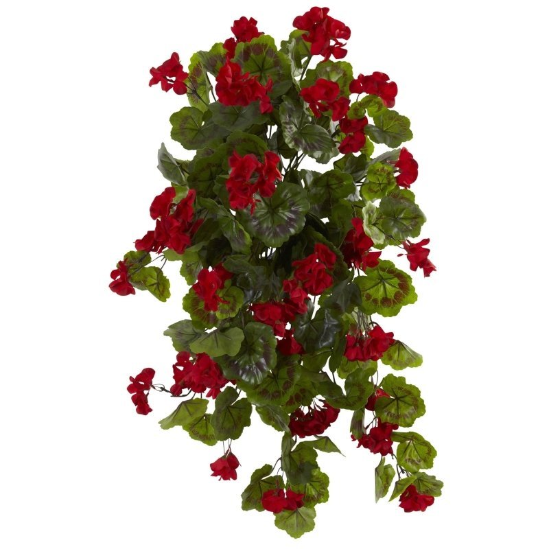 29” UV Resistant Geranium Artificial Hanging Plant (Indoor/Outdoor) - Set of 2 - FCHF CITY