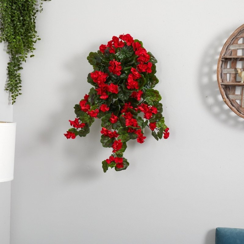29” UV Resistant Geranium Artificial Hanging Plant (Indoor/Outdoor) - Set of 2 - FCHF CITY