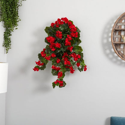 29” UV Resistant Geranium Artificial Hanging Plant (Indoor/Outdoor) - Set of 2 - FCHF CITY
