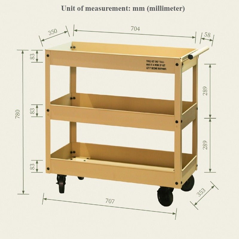 3-Tier Metal Tool Cart - FCHF CITY