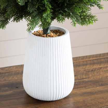 3’ UV Resistant Artificial Cedar Tree in Decorative White Planter (Indoor/Outdoor) - FCHF CITY
