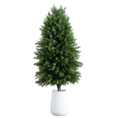3’ UV Resistant Artificial Cedar Tree in Decorative White Planter (Indoor/Outdoor) - FCHF CITY