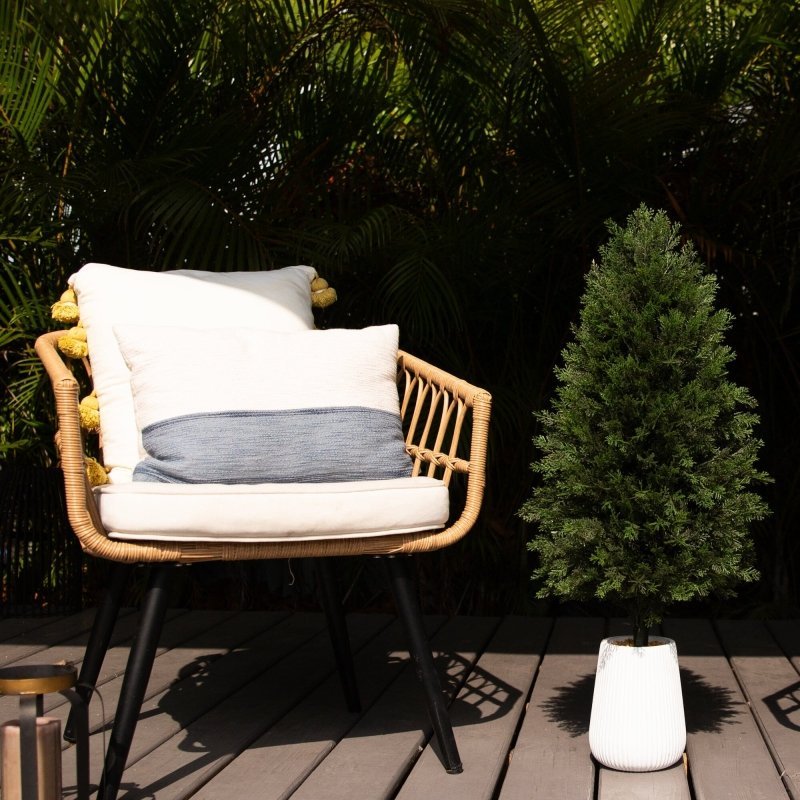 3’ UV Resistant Artificial Cedar Tree in Decorative White Planter (Indoor/Outdoor) - FCHF CITY