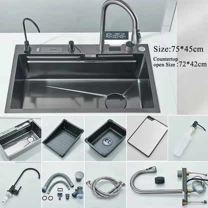 304 Stainless Steel Kitchen Digital Display Faucet Set - FCHF CITY