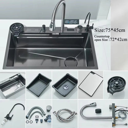 304 Stainless Steel Kitchen Digital Display Faucet Set - FCHF CITY