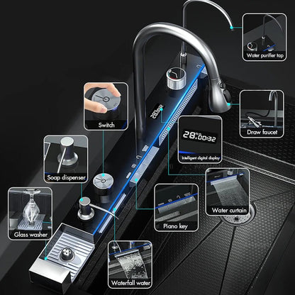 304 Stainless Steel Kitchen Digital Display Faucet Set - FCHF CITY