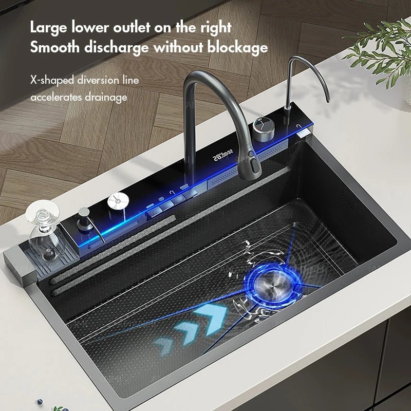 304 Stainless Steel Kitchen Digital Display Faucet Set - FCHF CITY