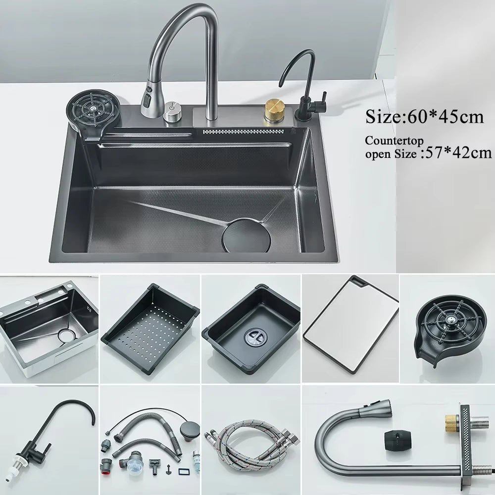 304 Stainless Steel Kitchen Digital Display Faucet Set - FCHF CITY
