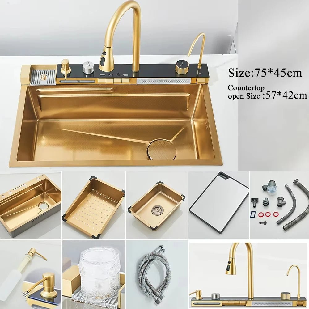 304 Stainless Steel Kitchen Digital Display Faucet Set - FCHF CITY