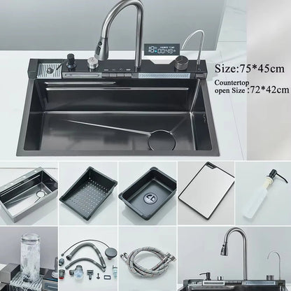 304 Stainless Steel Kitchen Digital Display Faucet Set - FCHF CITY