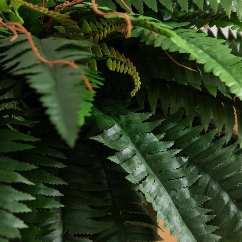 31” Artificial Boston Fern in Patina Metal Planter with Stand - FCHF CITY