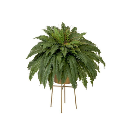 32” Artificial Boston Fern Plant with Metal Planter with Stand DIY KIT - FCHF CITY