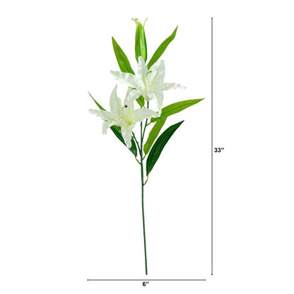 33&quot; Artificial Stargazer Lily Flower - Set of 3 - FCHF CITY