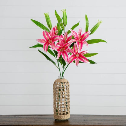 33&quot; Artificial Stargazer Lily Flower - Set of 3 - FCHF CITY