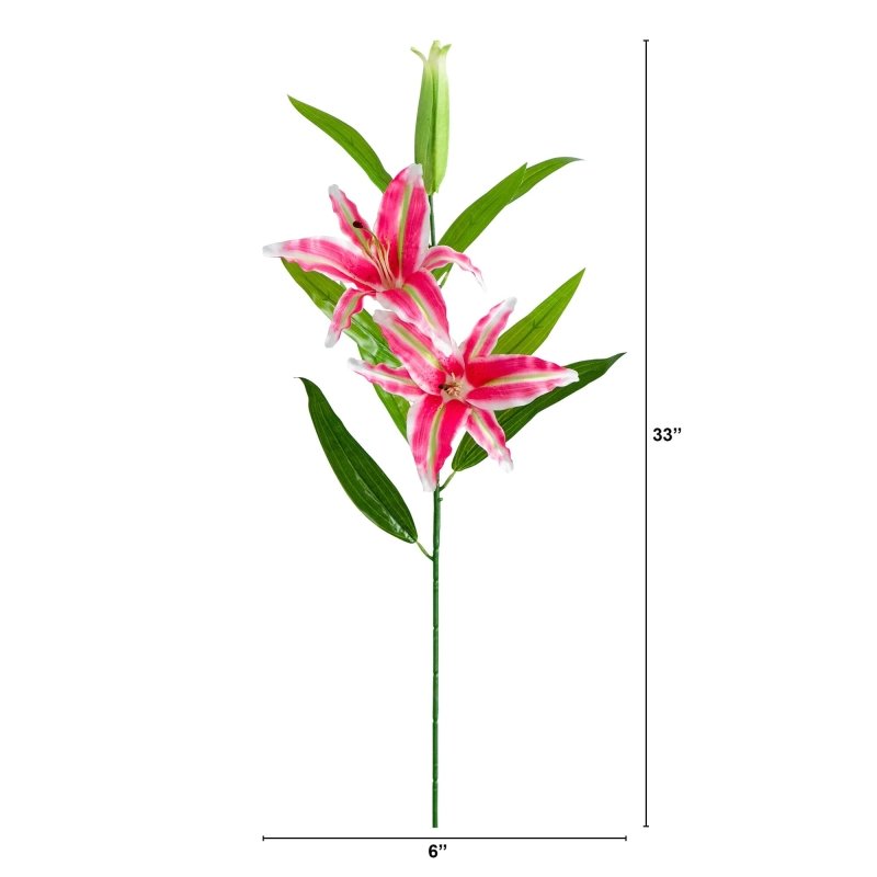 33&quot; Artificial Stargazer Lily Flower - Set of 3 - FCHF CITY