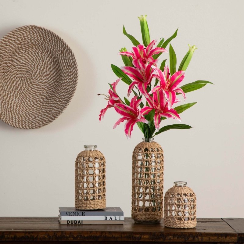 33&quot; Artificial Stargazer Lily Flower - Set of 3 - FCHF CITY