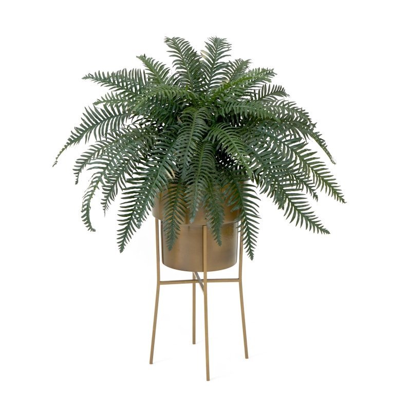 34” Artificial River Fern Plant in Metal Planter with Stand DIY KIT - FCHF CITY