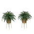 34” Artificial River Fern Plant in Metal Planter with Stand DIY KIT - Set of 2 - FCHF CITY