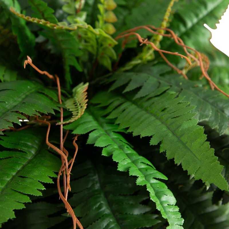 35” Artificial Boston Fern in Brass Metal Planter with Stand - FCHF CITY