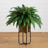 35” Artificial Boston Fern in Brass Metal Planter with Stand - FCHF CITY