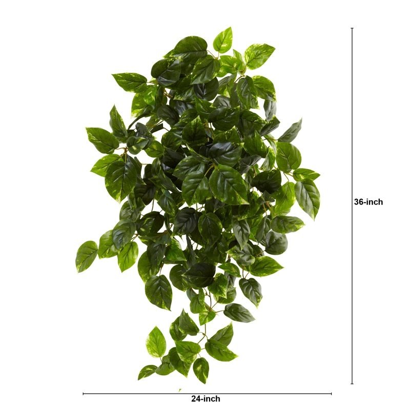 36” Artificial Pothos Hanging Bush Plant (Set of 2) UV Resistant (Indoor/Outdoor) - FCHF CITY