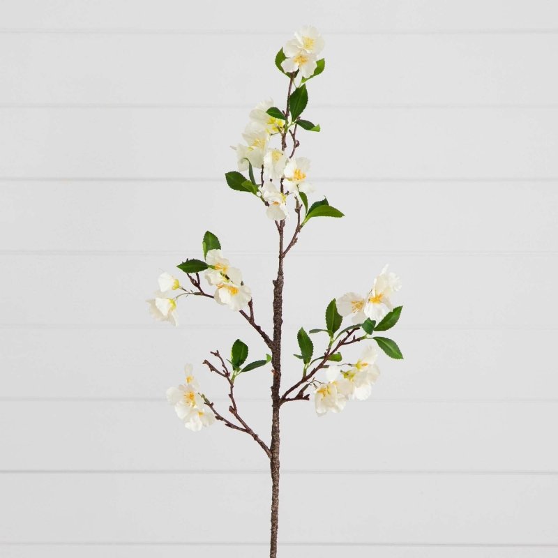 38" Artificial White Blossom Flower Stems - Set of 3 - FCHF CITY