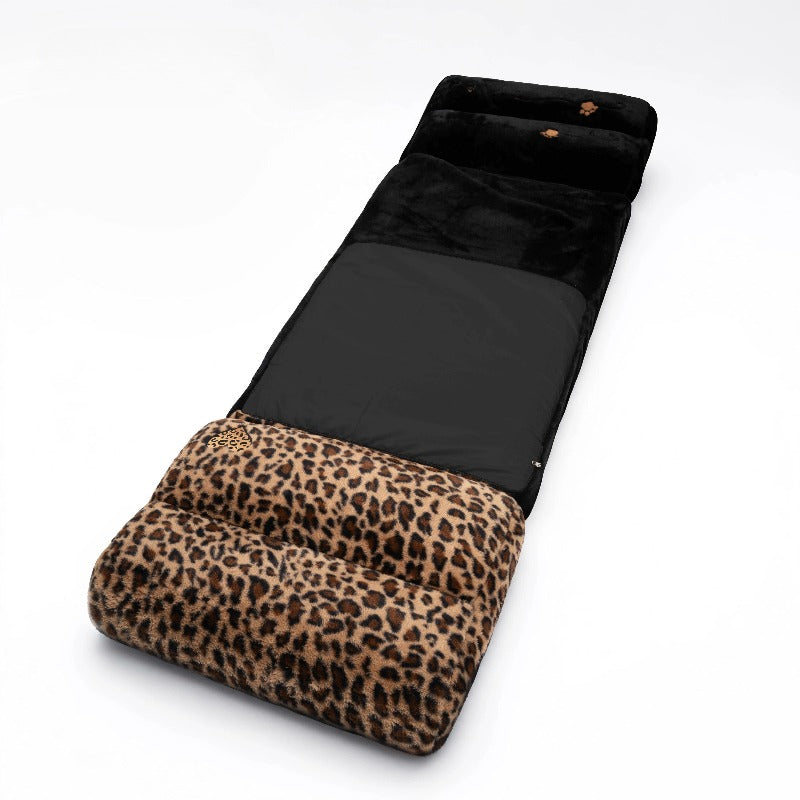 Foldable Floor Sofa Bed, Adjustable Leopard Cow Print Lounge Chair