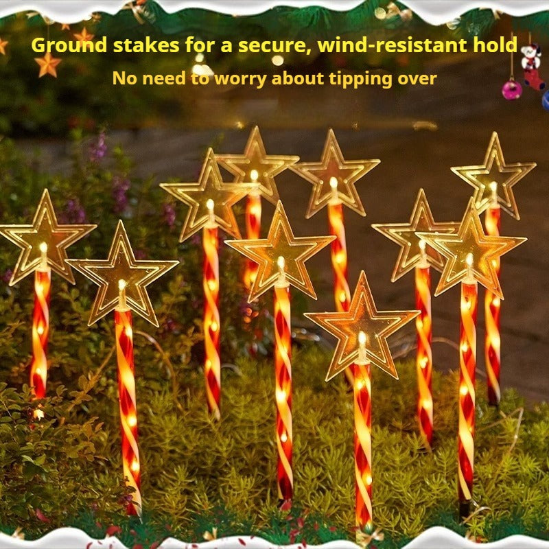 Christmas Solar &amp; Battery LED Stake Lights, Waterproof Garden Decor, Set of 5