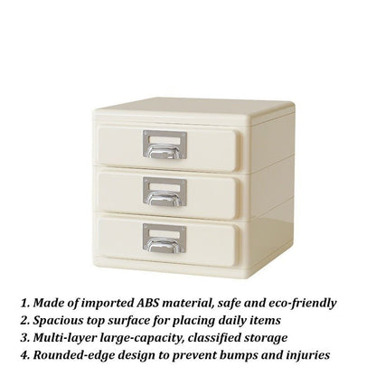 3‑Tier Desktop Drawer Storage Cabinet, ABS Plastic Office File Organizer - FCHF CITY