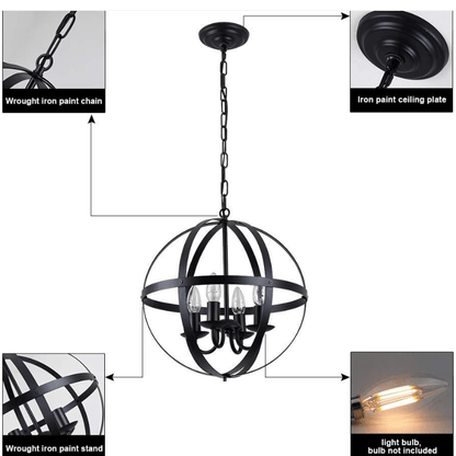 4-Light Candle Style Globe Chandelier - FCHF CITY