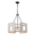 4 - Light Distressed White Wooden Drum Chandelier - FCHF CITY