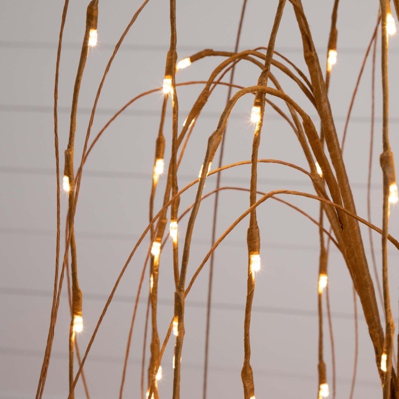 4’ Pre - Lit Artificial Willow Tree with 120 Warm White LED Lights - FCHF CITY