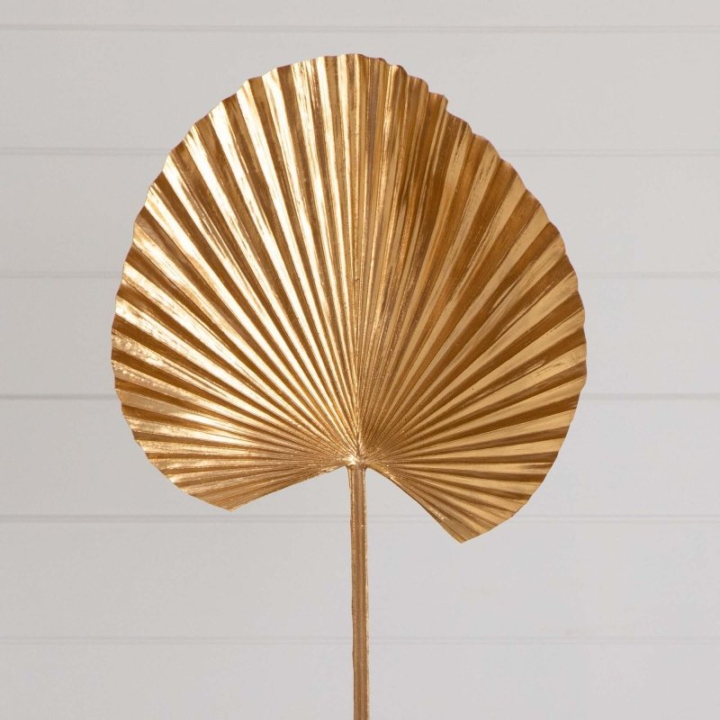 40&quot; Artificial Golden Ruffled Fan Palm Stems - Set of 3 - FCHF CITY