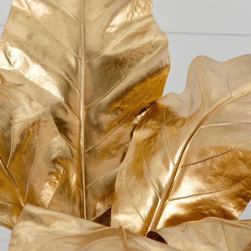 41” Artificial Golden Palm Foliage in Glass Vase - FCHF CITY