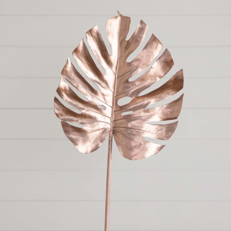 41&quot; Artificial Rose Gold Monstera Stems - Set of 3 - FCHF CITY