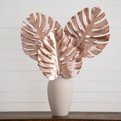 41&quot; Artificial Rose Gold Monstera Stems - Set of 3 - FCHF CITY