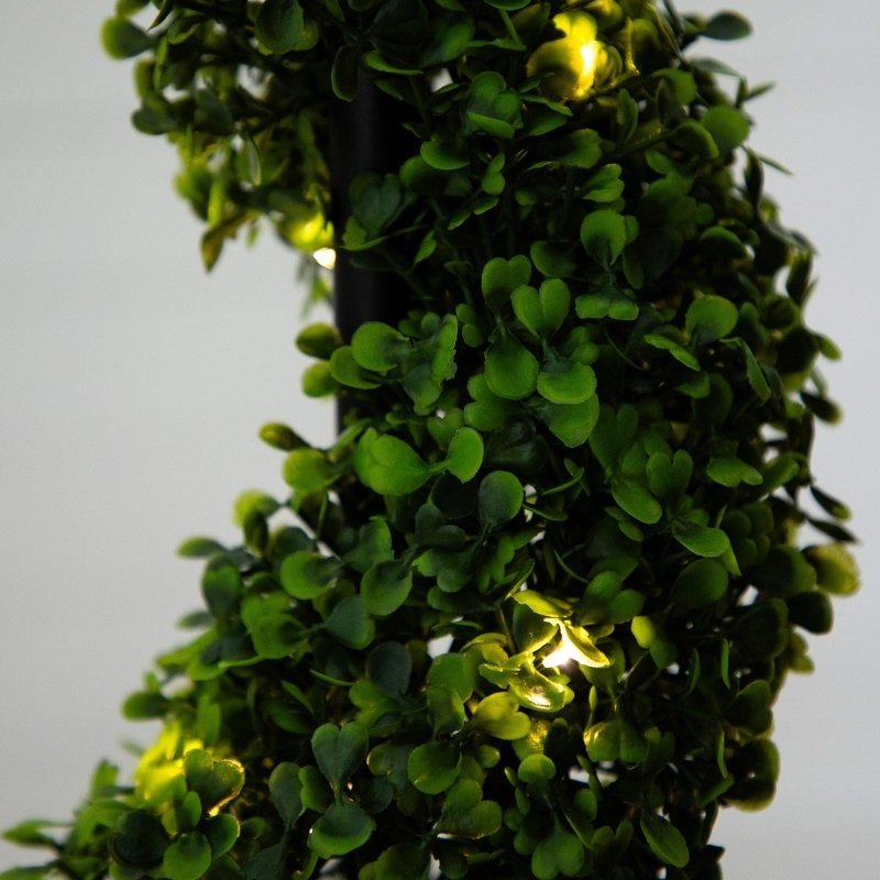 45” UV Resistant Artificial Boxwood Spiral Topiary Tree with LED Lights in Decorative Planter (Indoor/Outdoor) - FCHF CITY