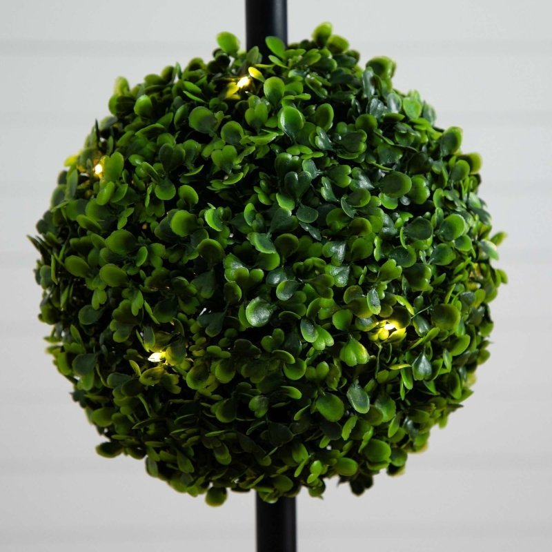 45&quot; UV Resistant Artificial Triple Ball Boxwood Topiary with LED Lights in Decorative Planter (Indoor/Outdoor) - FCHF CITY